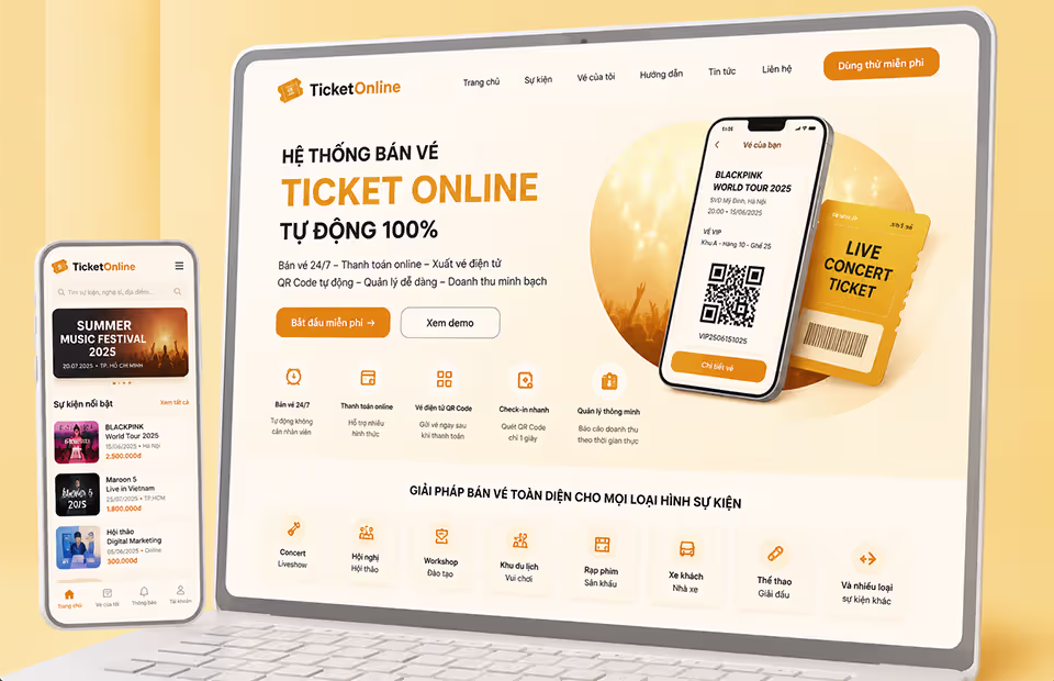 Hệ Thống Bán Vé Ticket Online Tự Động 100%